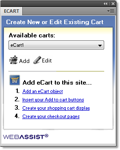 eCart object panel