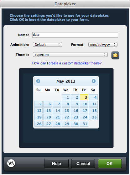 Dreamweaver Date Picker