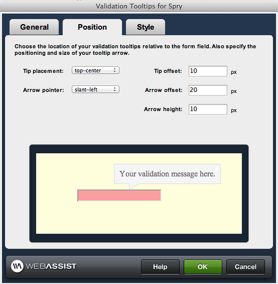 Validation Tooltips for Spry