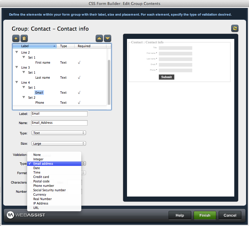 Dreamweaver form validation