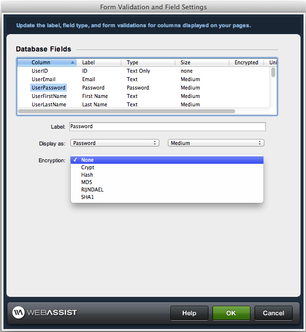 Form field settings