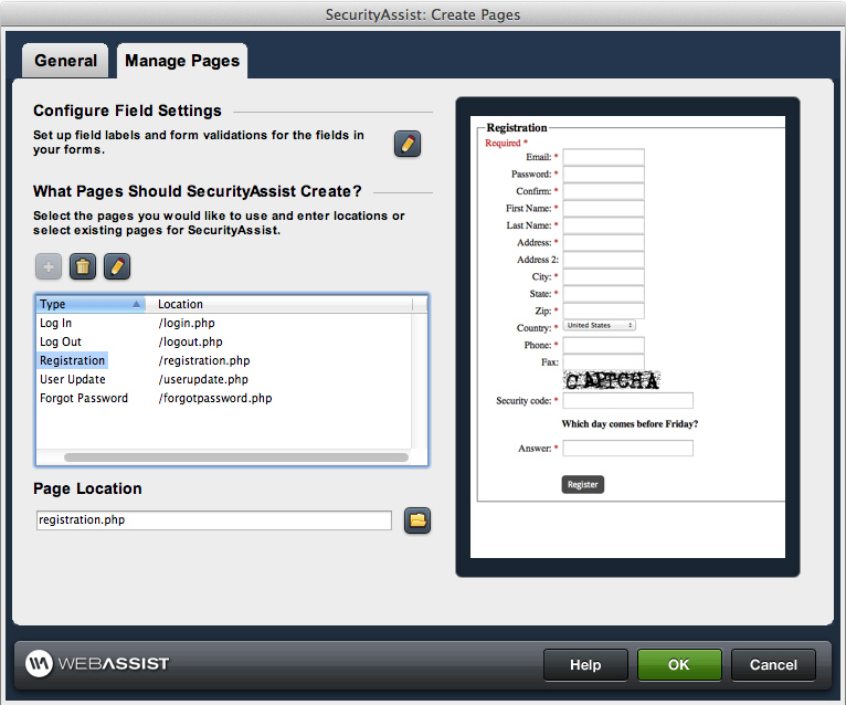 SecurityAssist Pages